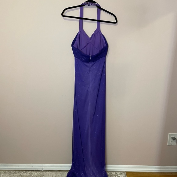 Purple Sparkle Backless Gown with Beaded Neck - Picture 4 of 7